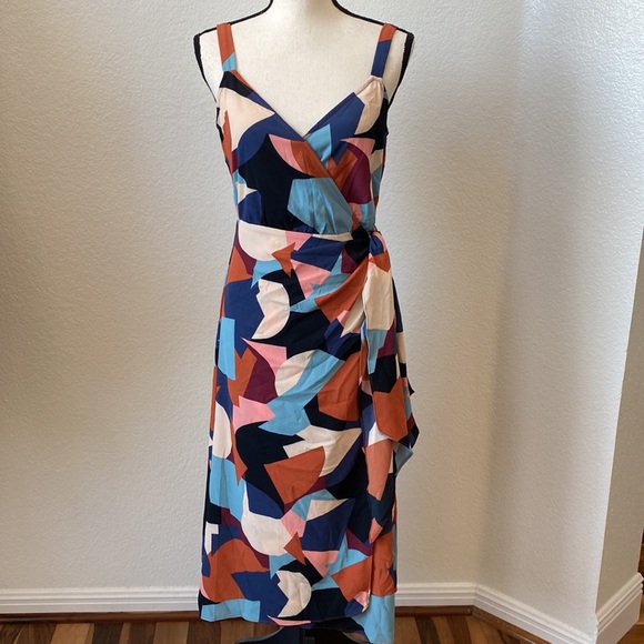 LUSH Nordstrom Geometric Print Side Tie Midi Wrap Dress Size Small - Picture 3 of 11